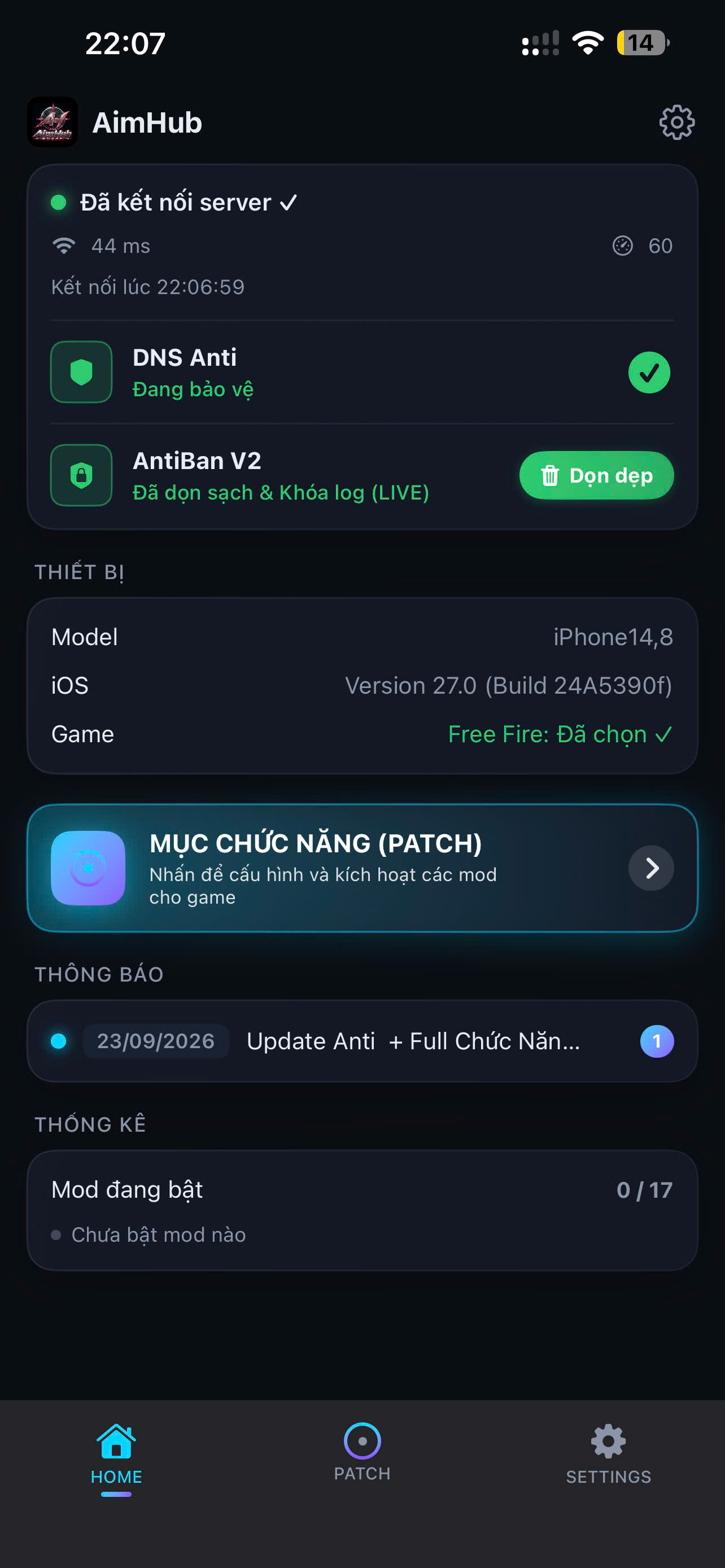 Ảnh 1: Sảnh Điều Khiển & Trạng Thái